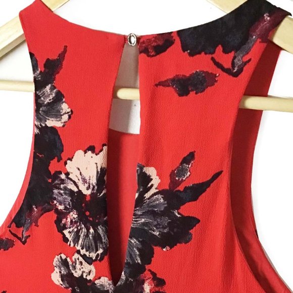 Free People Flutterby Red Floral Dress Sleeveless 4 - Picture 7 of 11